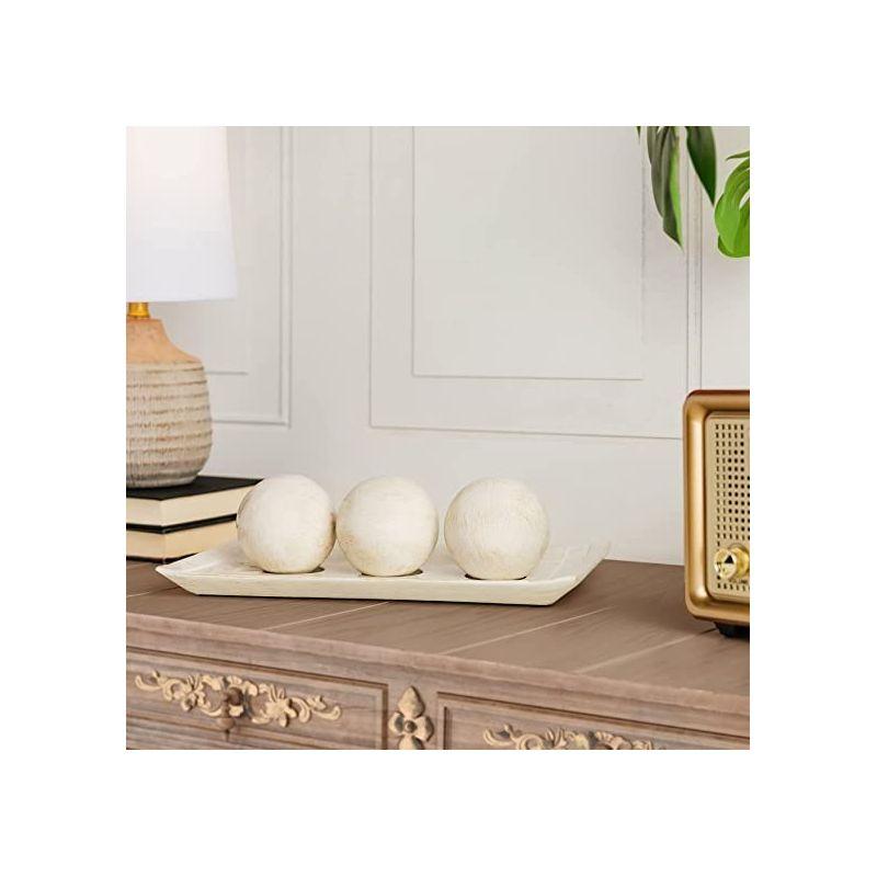 Rustic Luxe Modern Farmhouse Decorative Tray and 3 Orbs