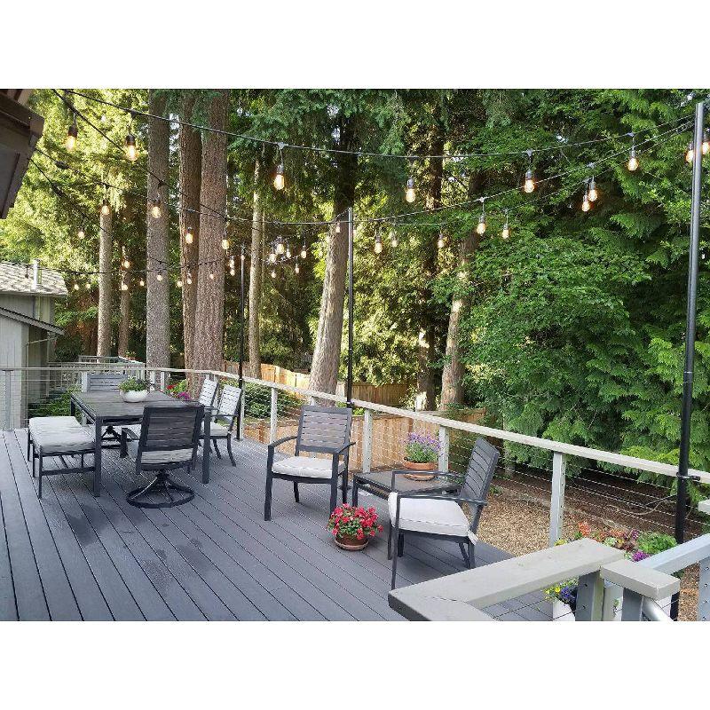 Allsop 9.5ft Heavy-Duty String Light Pole Stand with Freestanding Tank Base for Grass, Patio, Deck, Events