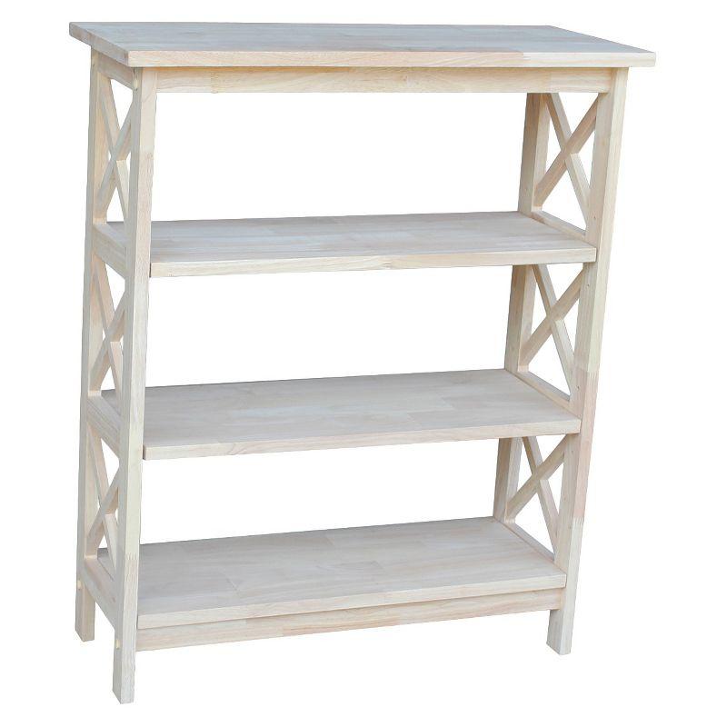 Adjustable Brown Wood 3-Shelf X-Sided Bookcase