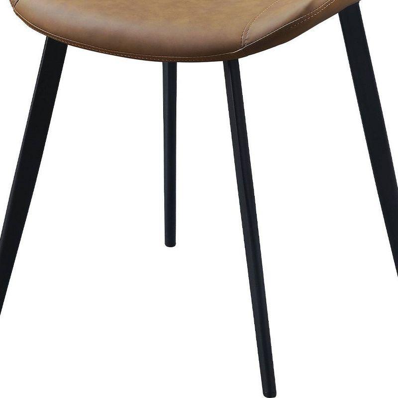 Abiram 21" Dining Chairs Brown - Acme Furniture: Upholstered Side, Kitchen, Metal Frame, Leather Textile