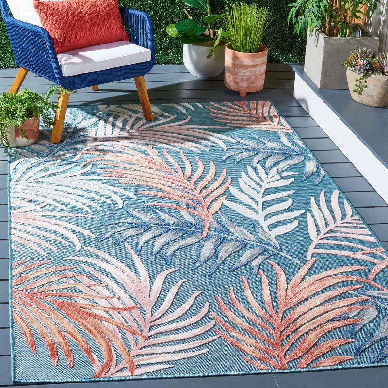 Cabana CBN458 Power Loomed UV Resistant Indoor/Outdoor Area Rug - Blue/Rust - 5'1"x7'6" - Safavieh