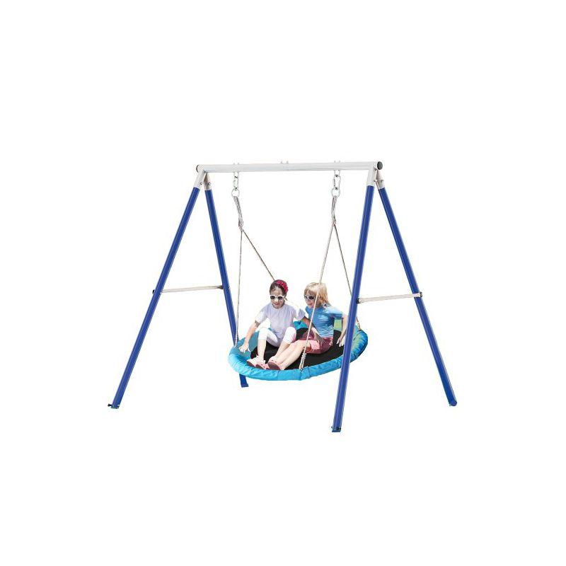 Kids Swing Set, Saucer Swing With Heavy Duty Outdoor A-Frame Metal Swing Stand For Playground Backyard, Style 2