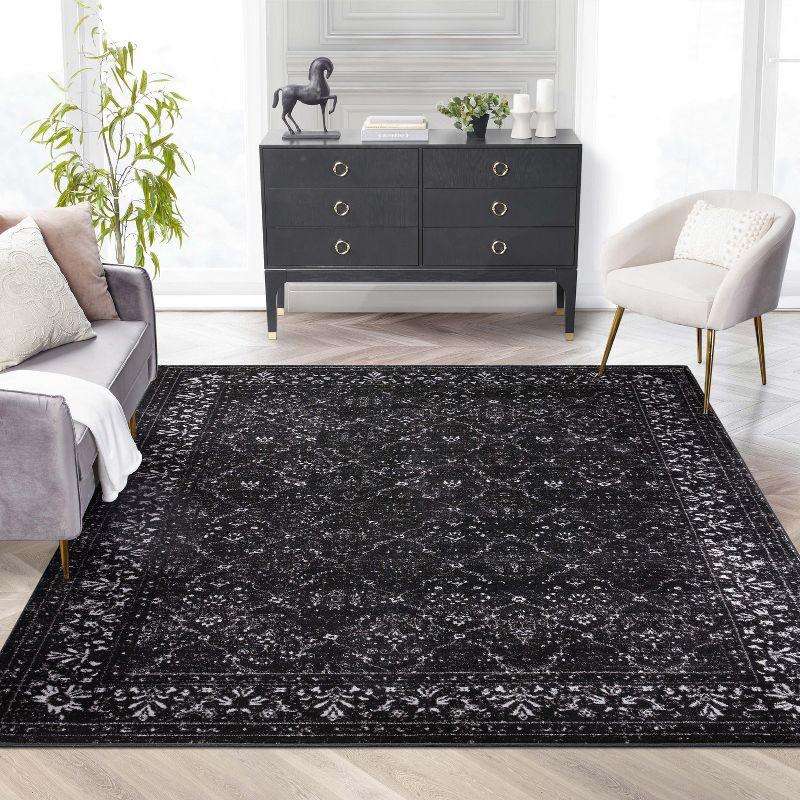 Well Woven Zazzle Argos Vintage Floral Modern Black Area Rug