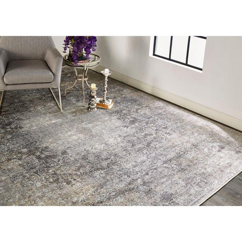 Ivory Elegance 4'x5'3" Medallion Viscose Area Rug