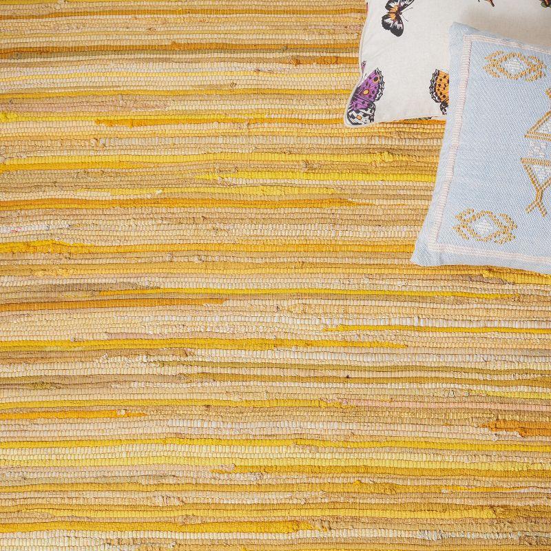 Rag Area Rug RAR130 Hand Woven Area Rug - Yellow/Multi - 4'x4' - Safavieh.