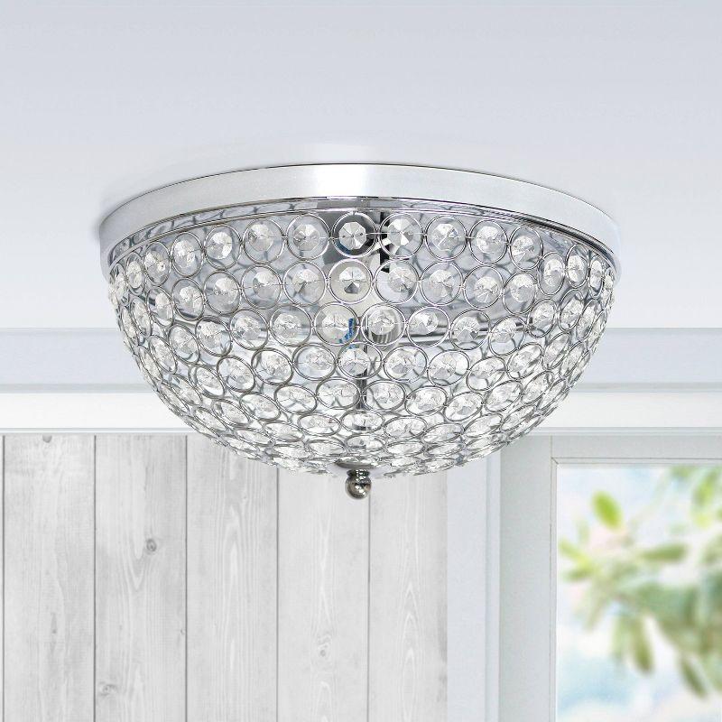 Set of 2 13" Elipse Crystal Flush Mount Ceiling Lights - Elegant Designs