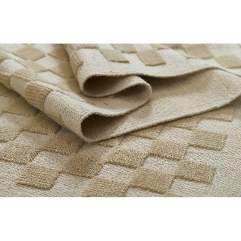Momeni 6'3"x9' Willow Check Handwoven Area Rug Beige: Wool, Low Pile, Classic Pattern, Indoor, Handmade, Rectangle