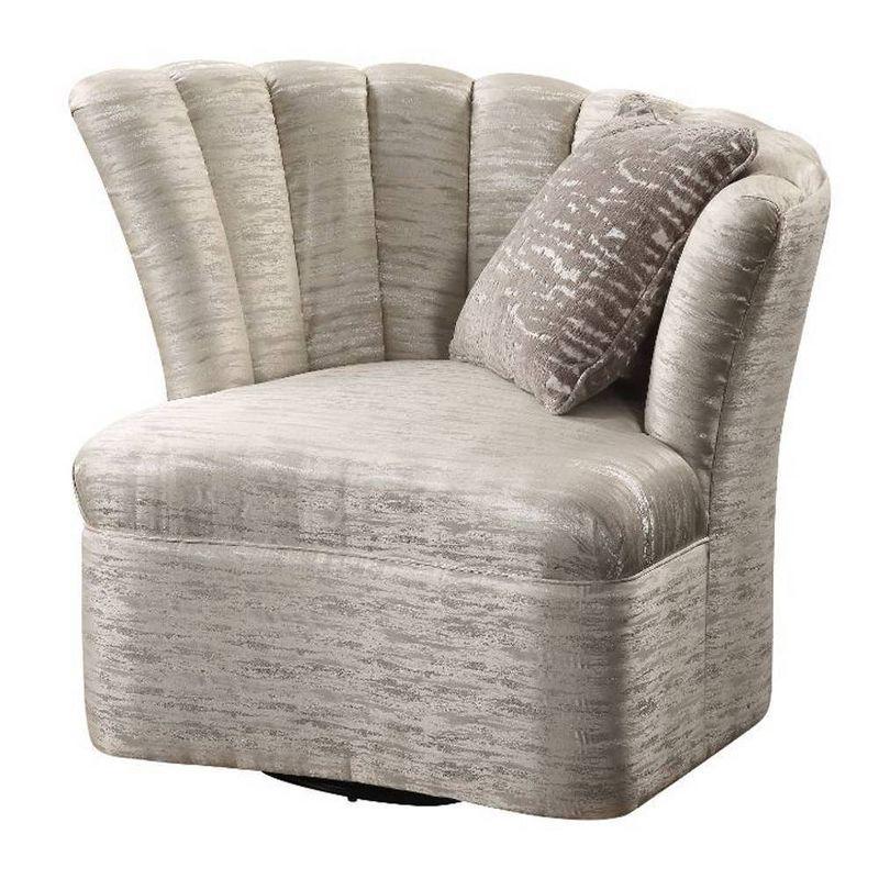 Acme Furniture 41" Athalia Swivel Chair Shimmering Pearl: Linen Upholstery, Wood Frame, No Assembly Required