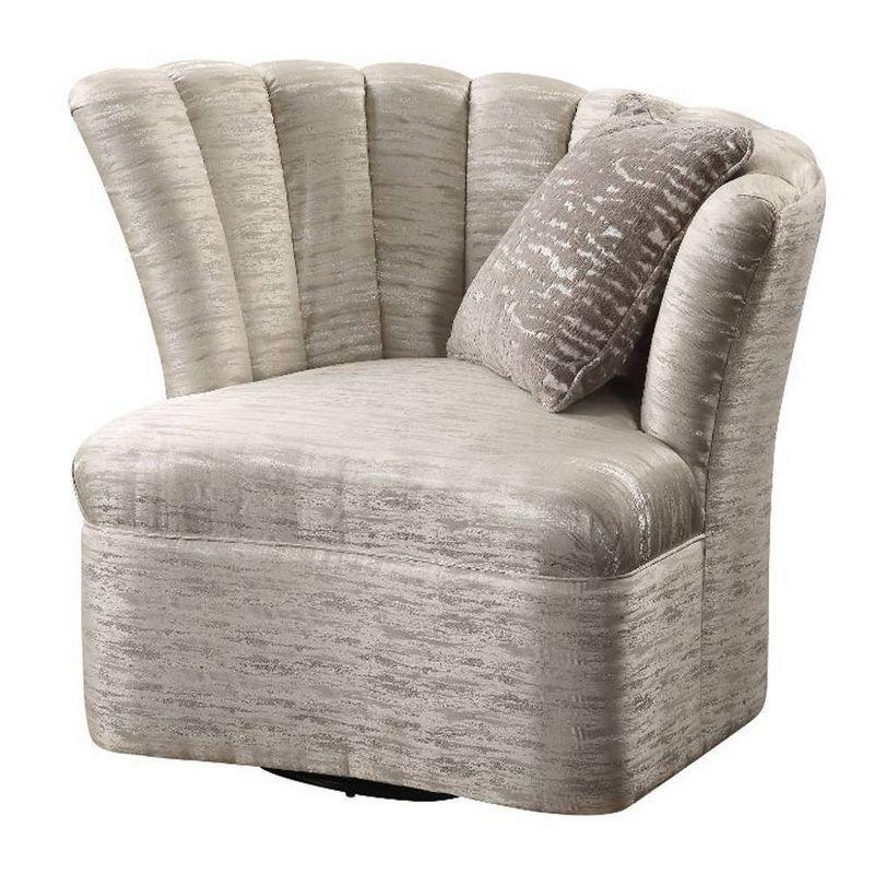 Athalia 42" Beige Wood Barrel Swivel Chair