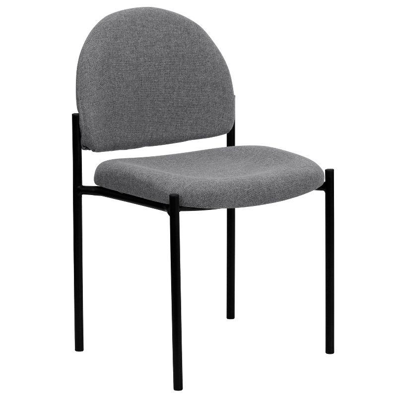 Gray Fabric and Black Metal Stackable Reception Chair