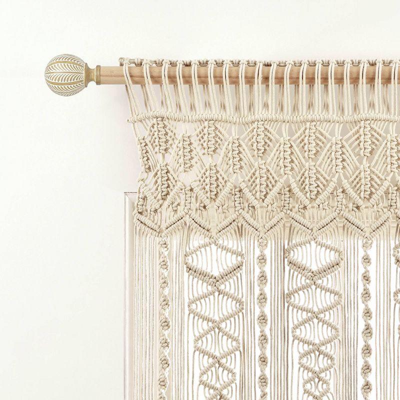 Boho Macrame Neutral Cotton Rod Pocket Window Valance