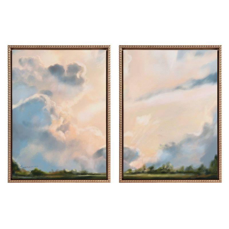 Gold Beaded Frame Landscape Cloud Canvas Art Set