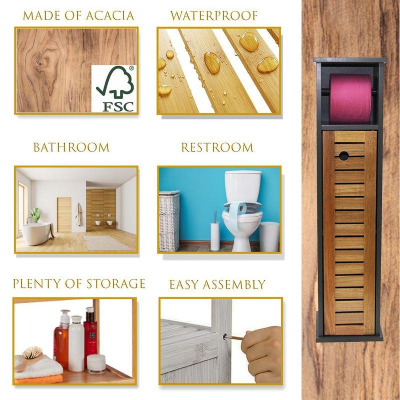 Evideco Compact Toilet Paper Storage Cabinet with Dispenser, Holds Up to 6 Rolls, Brown and Gray - Elements Collection 9912671