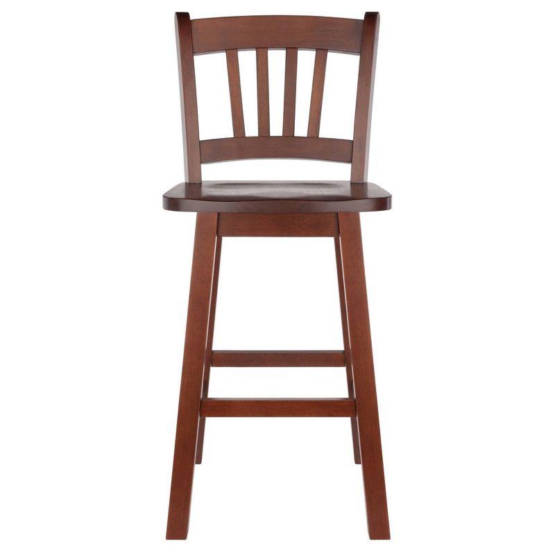 Fina Swivel Seat Counter Height Barstool Walnut - Winsome: Transitional Style, Wood Frame, Fixed 24.57" Seat Height