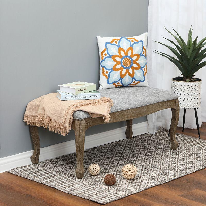 LuxenHome Upholstered Gray Linen Entryway and Bedroom Bench
