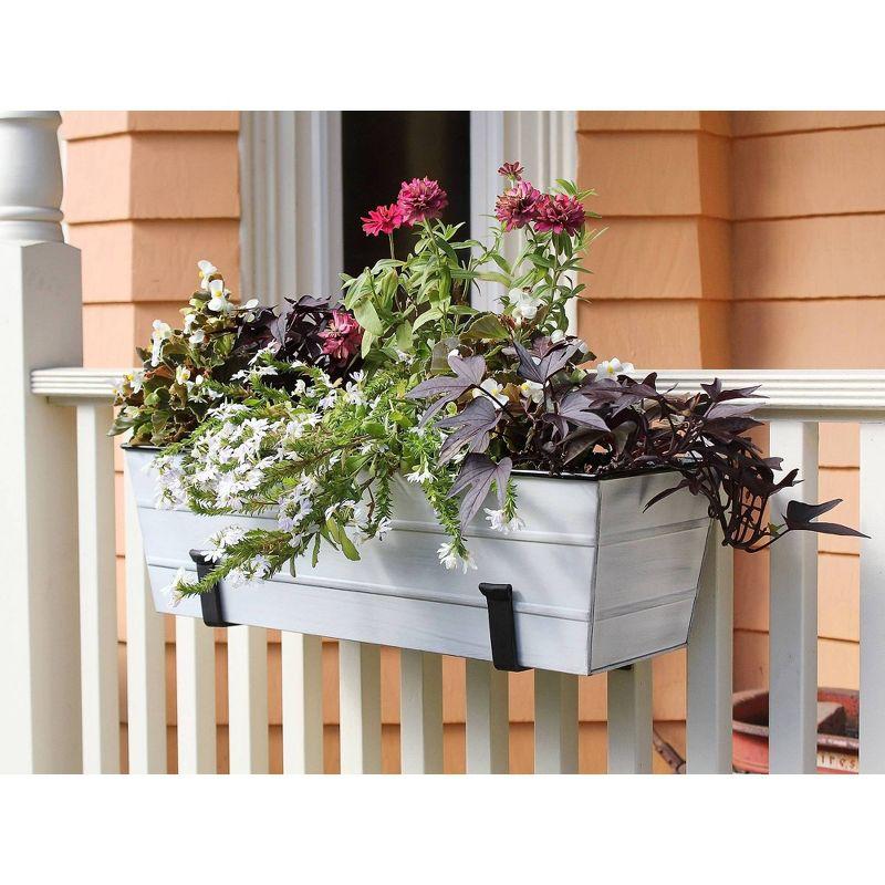 ACHLA Designs 24" Wide Galvanized With Wall Brackets Rectangular Steel Planter Boxes White: Durable Outdoor Mount, Easy Install