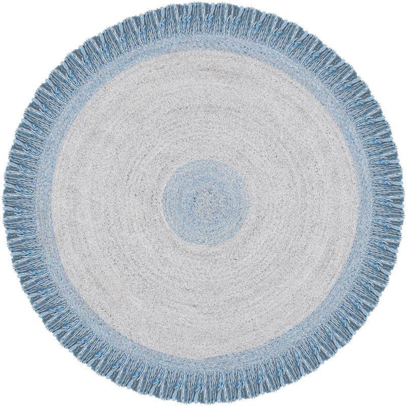 Coastal Charm Handwoven Blue Round Synthetic Rug - 6'