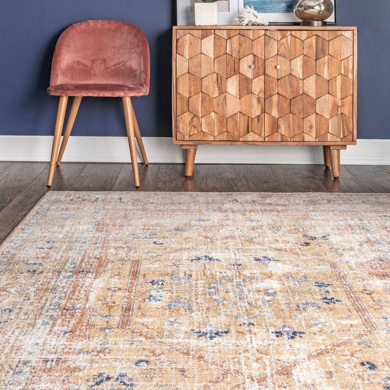 Nuloom Jacquie Oriental/Persian 4x6 Indoor Area Rug for Living Room Bedroom Dining Room Kitchen, Gold/Ivory