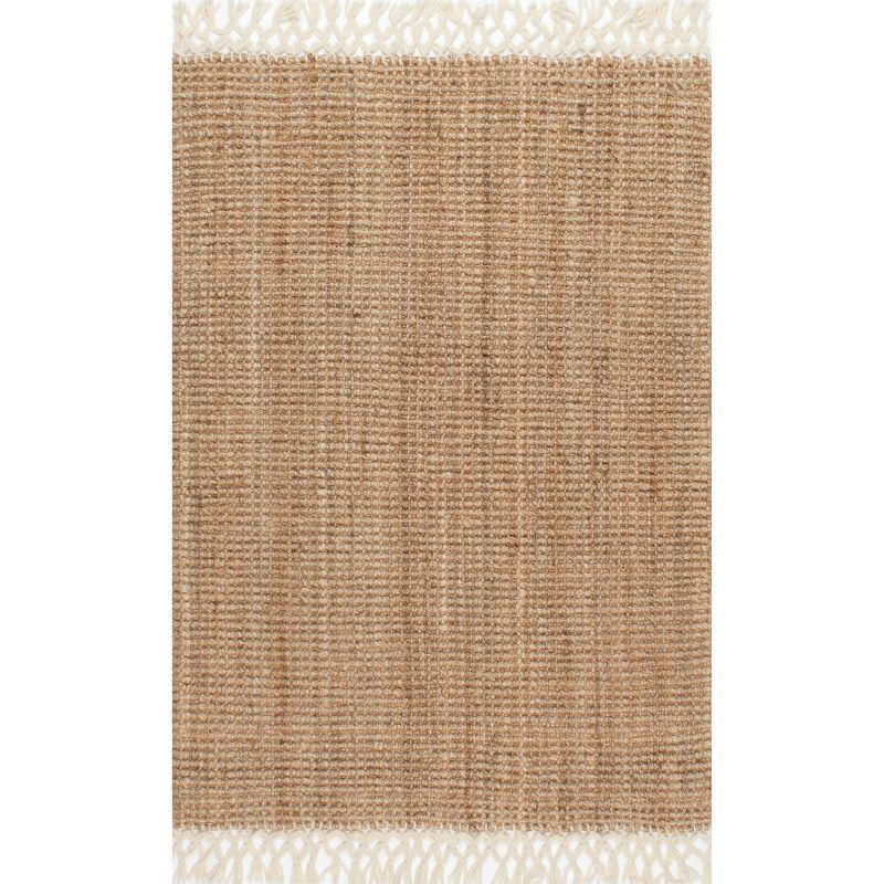 Nuloom Raleigh Solid 12x15 Wool Jute Indoor Area Rug for Dining Room Rug Neutral Rug Living Room Rug Kitchen, Natural