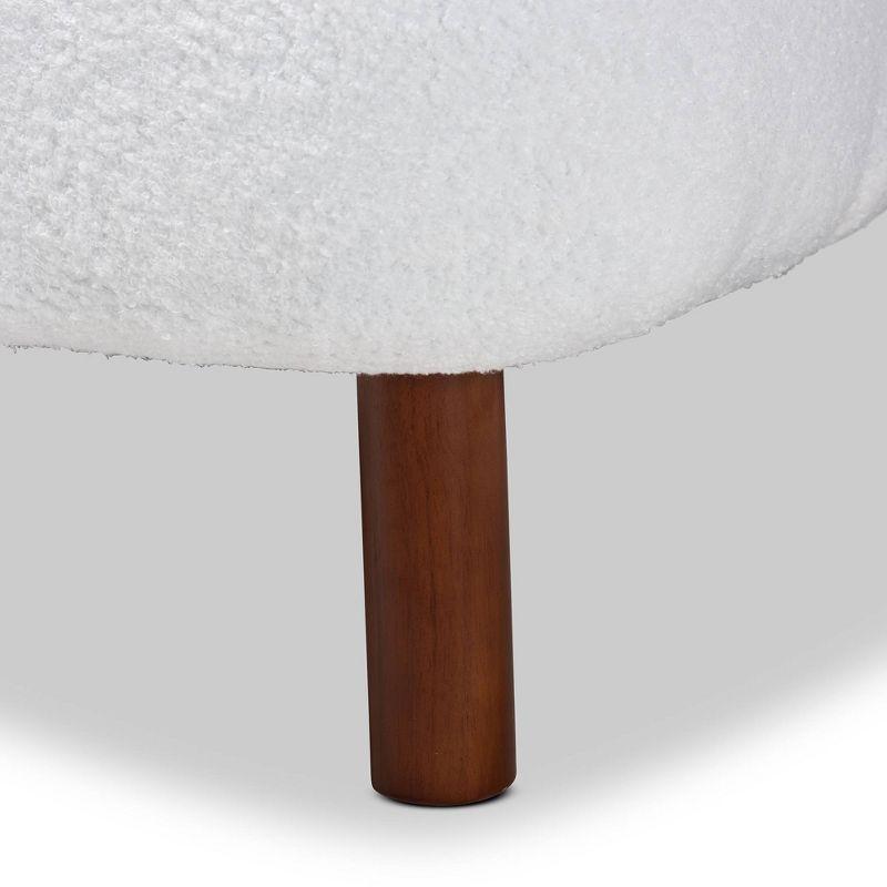 Cabrera White Boucle and Walnut Wood Contemporary Accent Chair