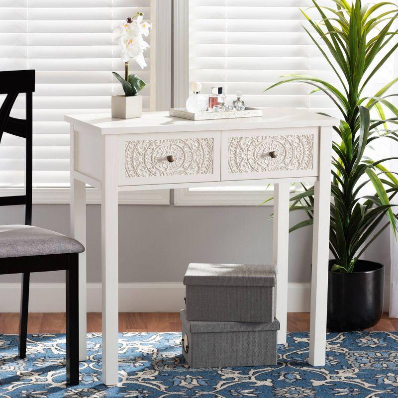 Lambert Wood 2 Drawer Console Table White - Baxton Studio