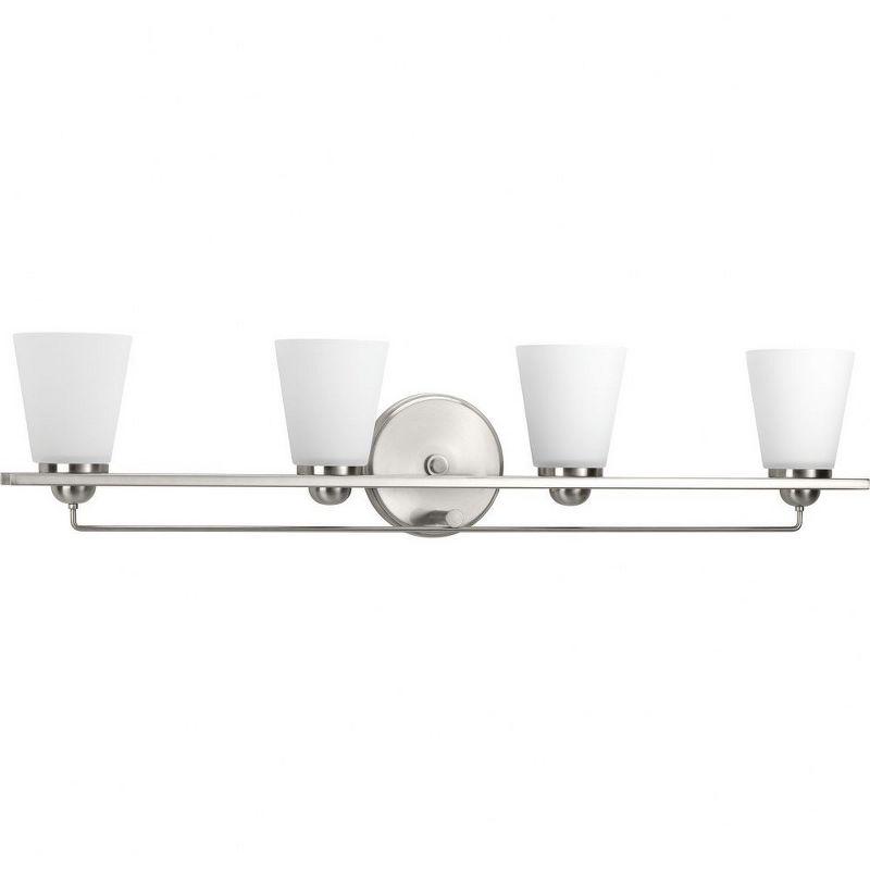 Progress Lighting Flight 4-Light Bath Vanity, Brushed Nickel, Etched Glass Shade