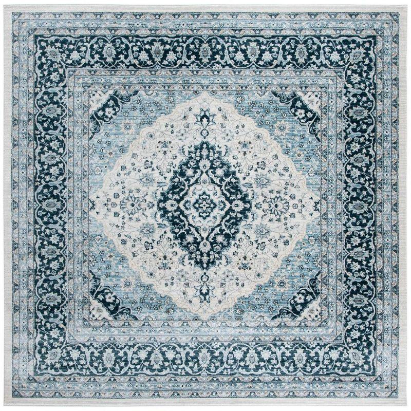 Isabella ISA919 Power Loomed Area Rug - Cream/Dark Blue - 6'7"x6'7" - Safavieh