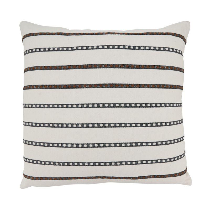 Classic Striped Black and White Cotton Pillow Cover, 20x20