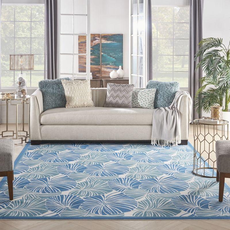 Floral Blue Outdoor Area Rug