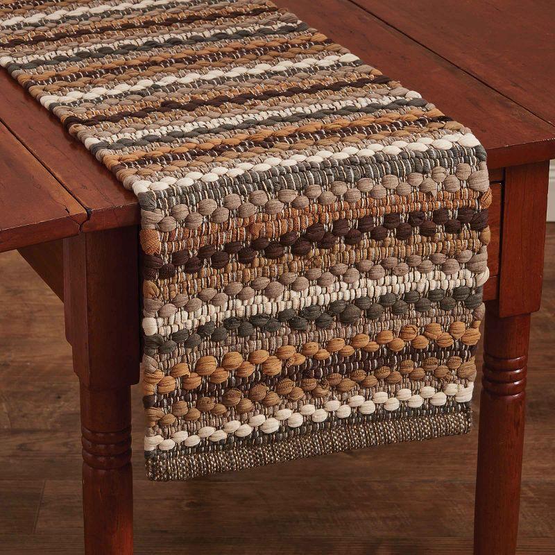 Earthy Striped Cotton Chindi Table Runner 13" x 54"