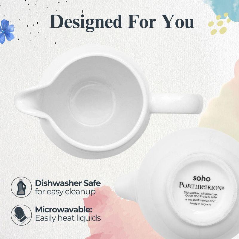 Portmeirion Soho Cream Jug - 6 oz Contemporary White Earthenware Creamer with Handle, Made in the UK, Microwave & Dishwasher Safe