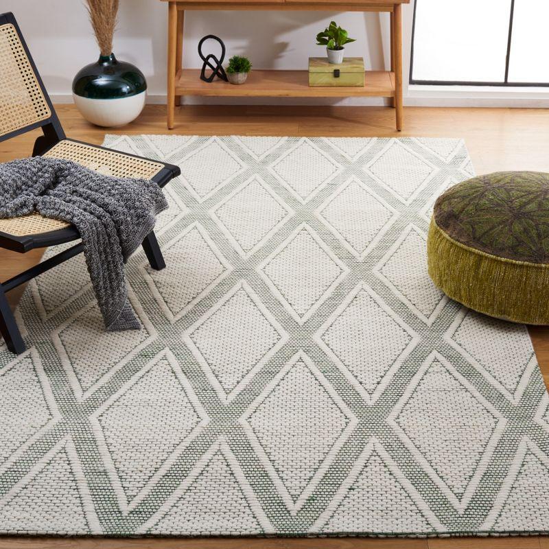 Marbella Green and Ivory Hand Woven Wool Area Rug