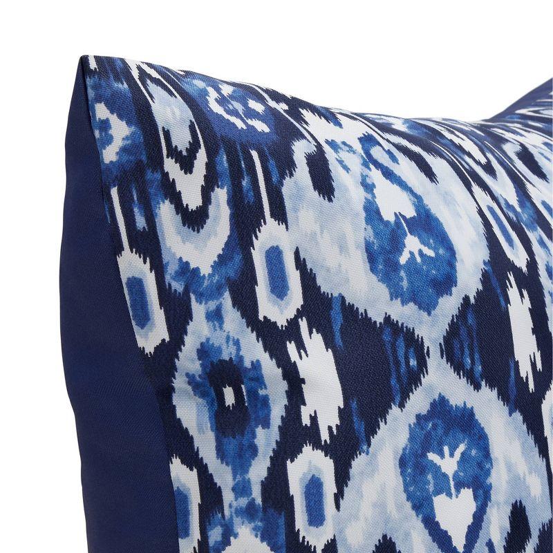 Dark Blue Ikat Outdoor Square Throw Pillow Set