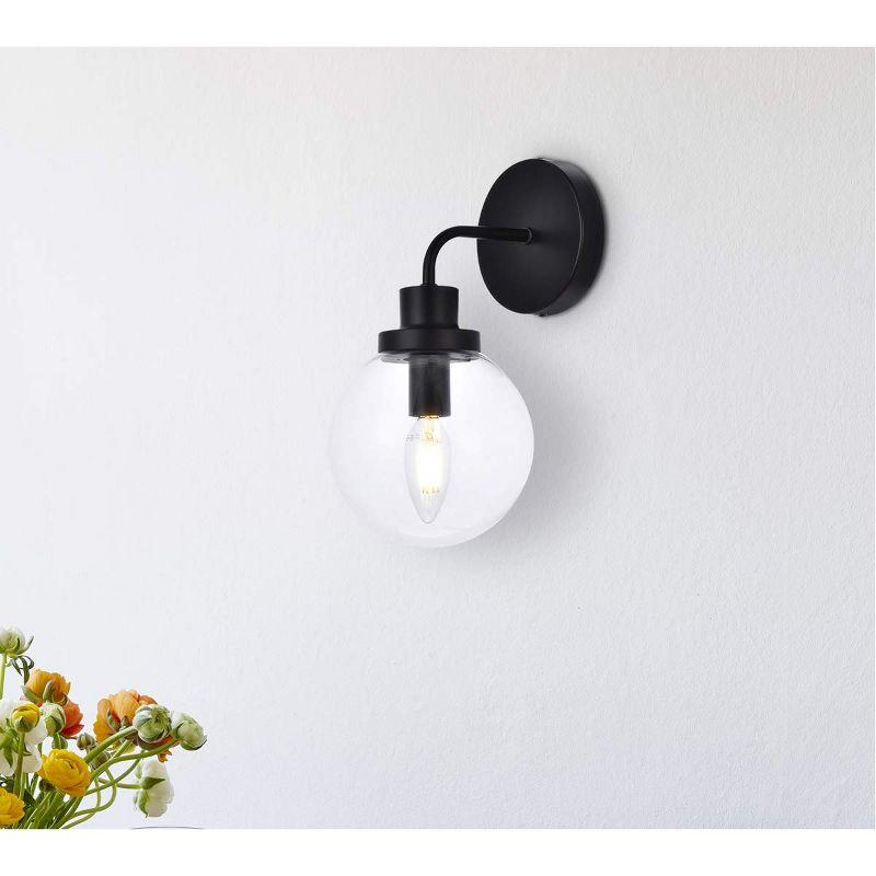 Elegant Lighting Hanson 1 light bath sconce in black with clear shade