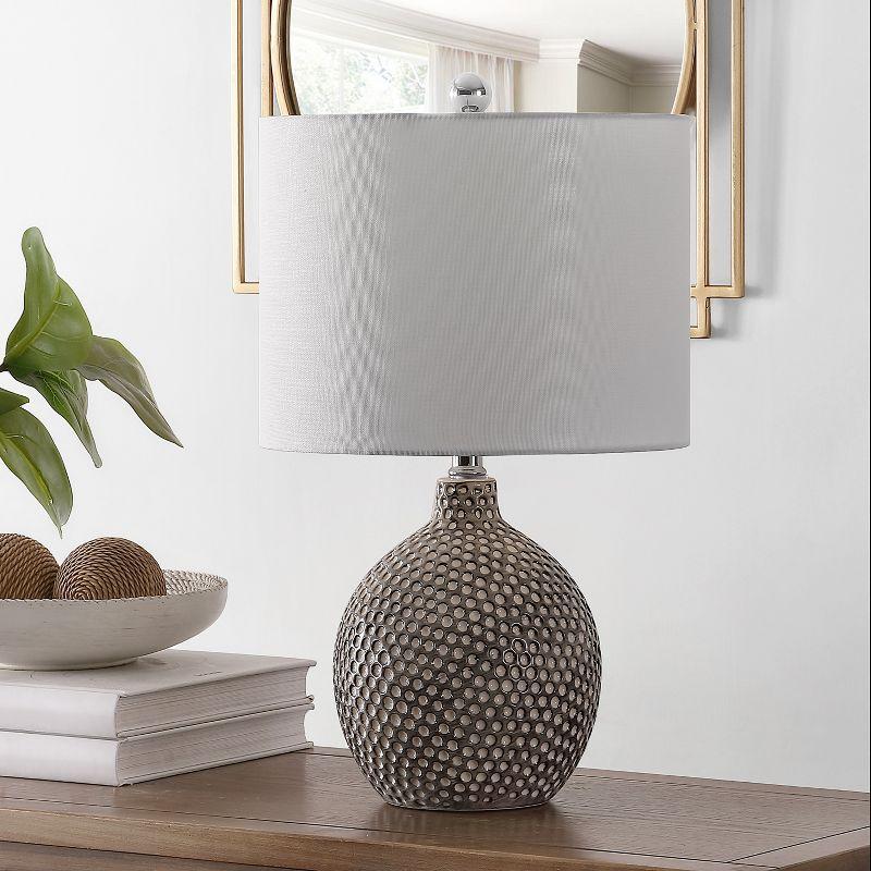 Breeda 20.5" Silver Ceramic Table Lamp with White Drum Shade