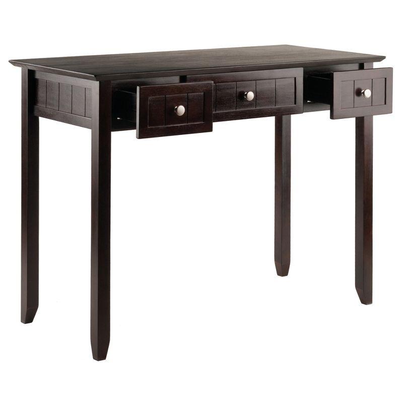 Burke Writing Desk Coffee Finish - Winsome: Mid-Century Modern, Wood Frame, No Storage