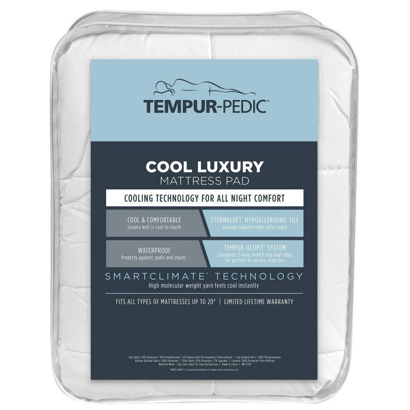 Tempur-Pedic King Cool Luxury Quilted Waterproof Machine Washable Fitted Mattress Pad: Hypoallergenic Protector