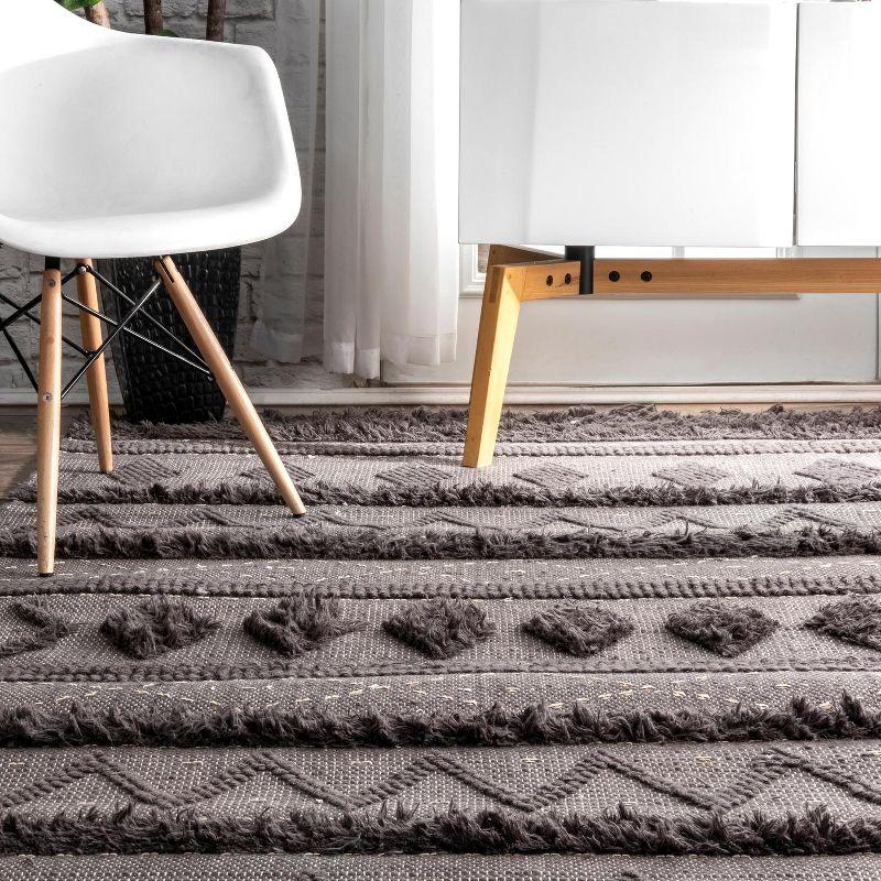 Jayko Textured Wool Gray Area Rug