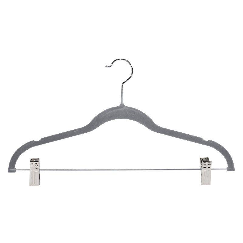 Simplify 6pk Velvet Hangers with Clips Gray