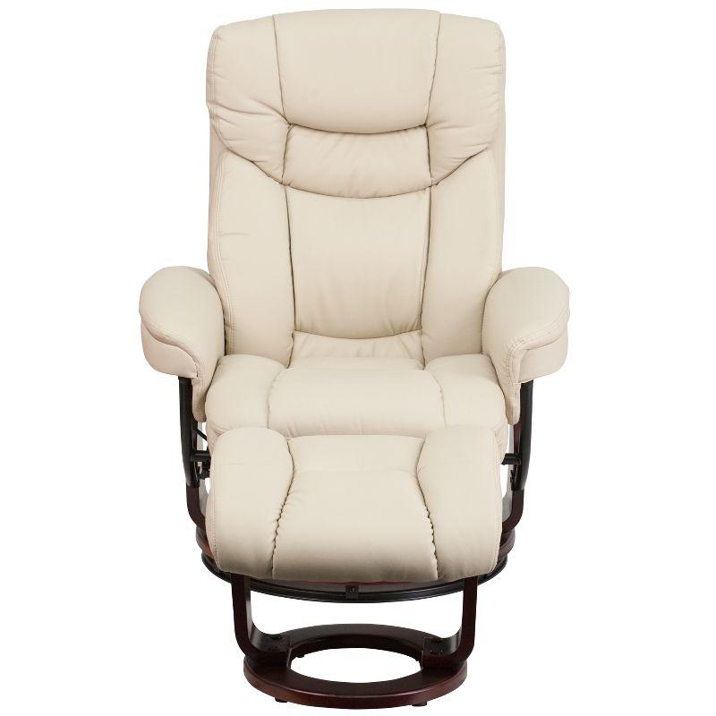 Flash Furniture Recliner Chair with Ottoman | Beige LeatherSoft Swivel Recliner Chair with Ottoman Footrest