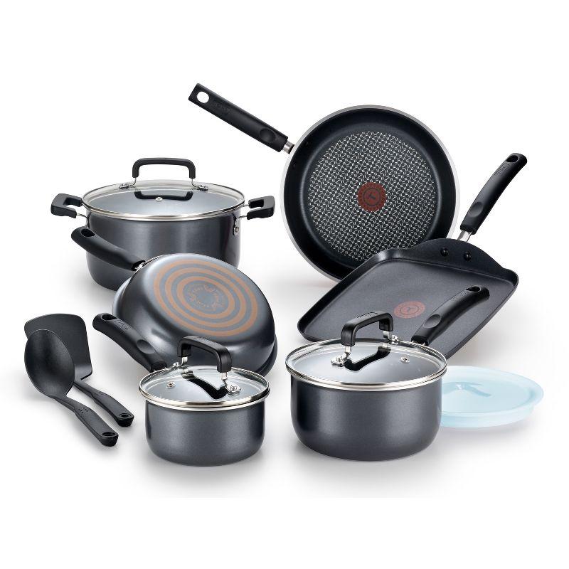 T-fal 12-Piece Dark Gray Nonstick Aluminum Cookware Set