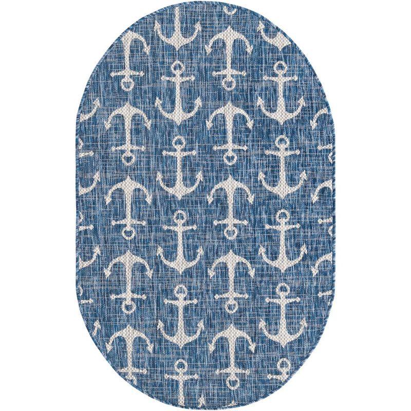 Unique Loom Outdoor Coastal Ahoy Solid Print Woven Area Rug