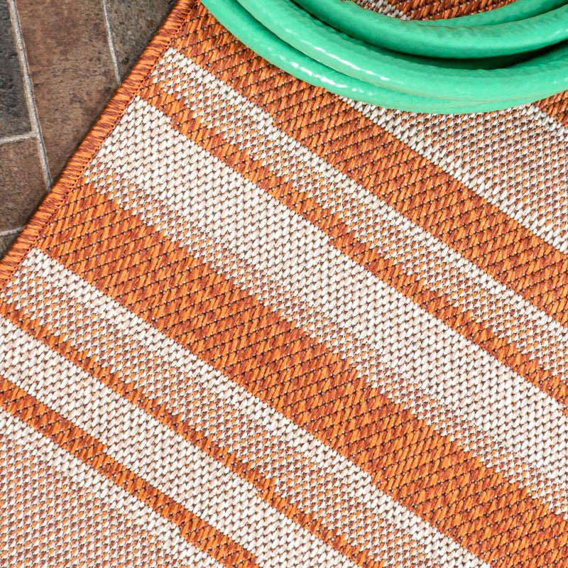 2' x 8' Castara Wavy Stripe Modern Indoor/Outdoor Runner Rug, Orange/Cream - JONATHAN Y