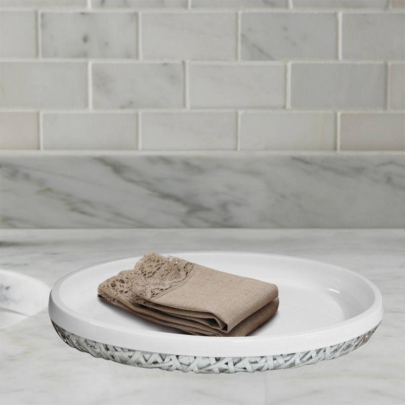 Nu Steel Vanity Storage Tank Top Tray Organizer for Makeup Brushes White