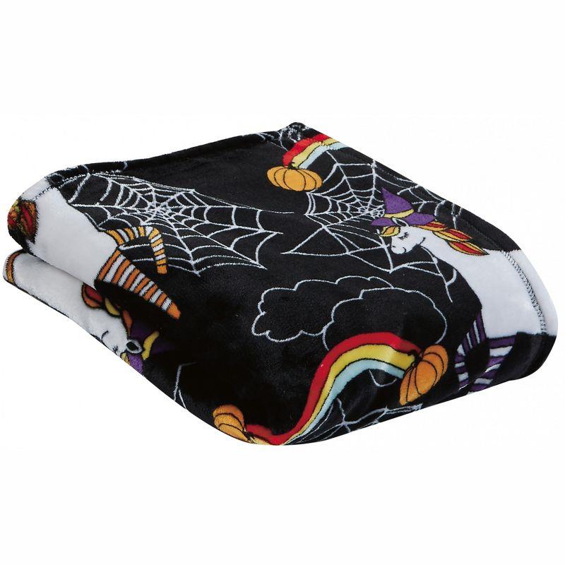 Super Spooky Black Microplush Halloween Throw Blanket 50" x 60"