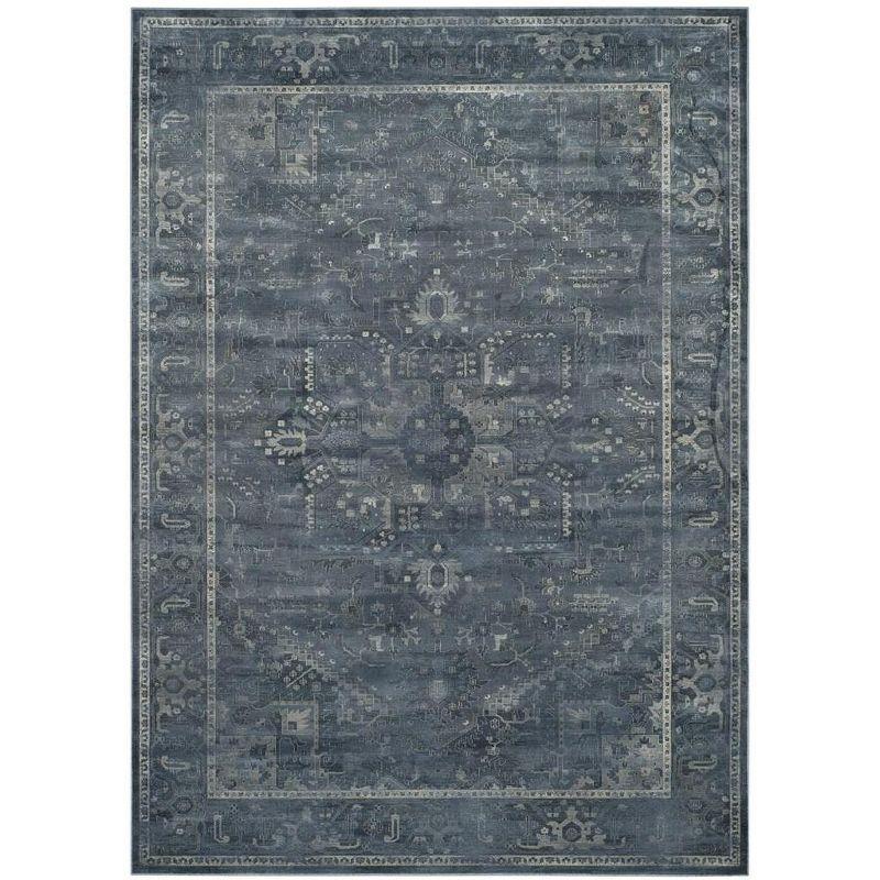 Elegant Vintage Blue Viscose 8'x11' Hand-Knotted Area Rug