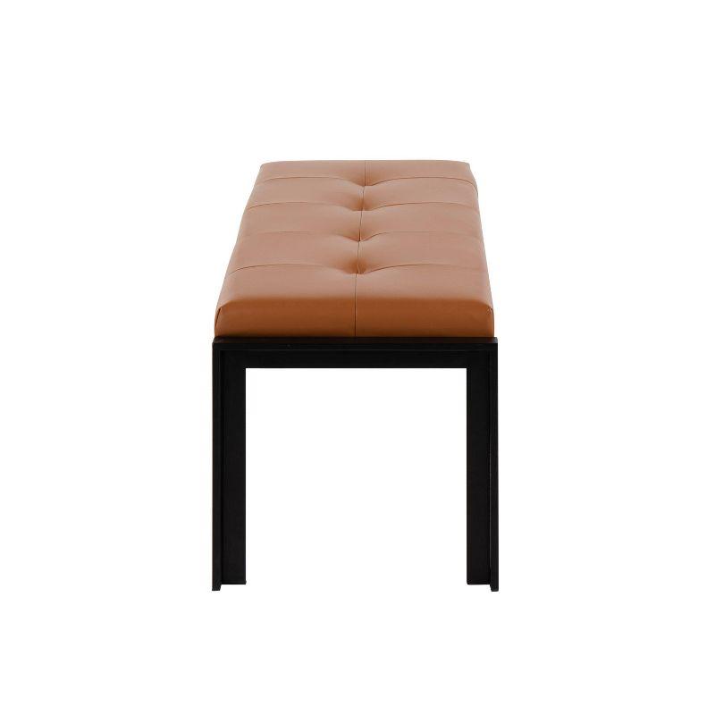 46" Fuji PU Leather/Metal Bench Black/Camel - LumiSource: Upholstered Rectangle, Padded Seat, 500lb Capacity