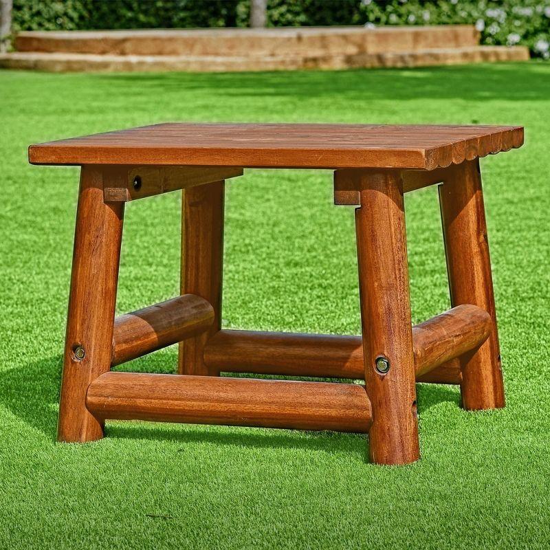 Leigh Country Amber Log Perch Handcrafted Hardwood Acacia Small Rectangular Accent Side End Table for Outdoor, Patio, and Garden, Brown