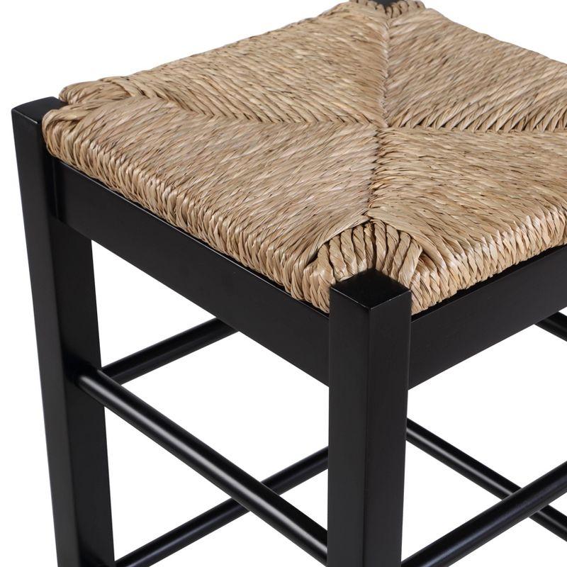 Elegant Rush Sea Grass 29" Backless Black Hardwood Stool