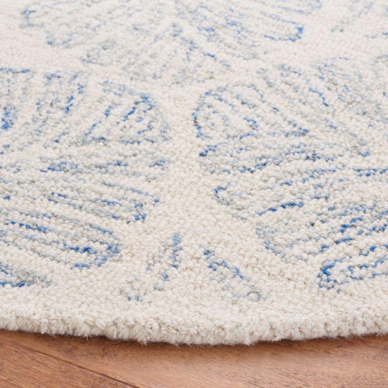 Ivory & Blue Hand-Tufted Wool 6' Round Area Rug